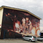 Barrandov Studio, zeď zobrazující začátky studií, FC, Filmové Ateliéry Barrandov