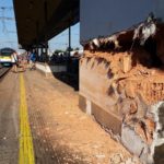 Studénka, třetí železniční nehoda, 2015, poničená budova nástupiště
